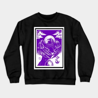 The Raven's Gift - White Outlined, Purple Version Crewneck Sweatshirt